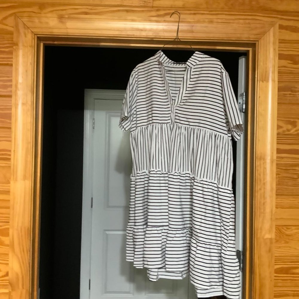 Shein | Large | White and Blue | Striped Dress